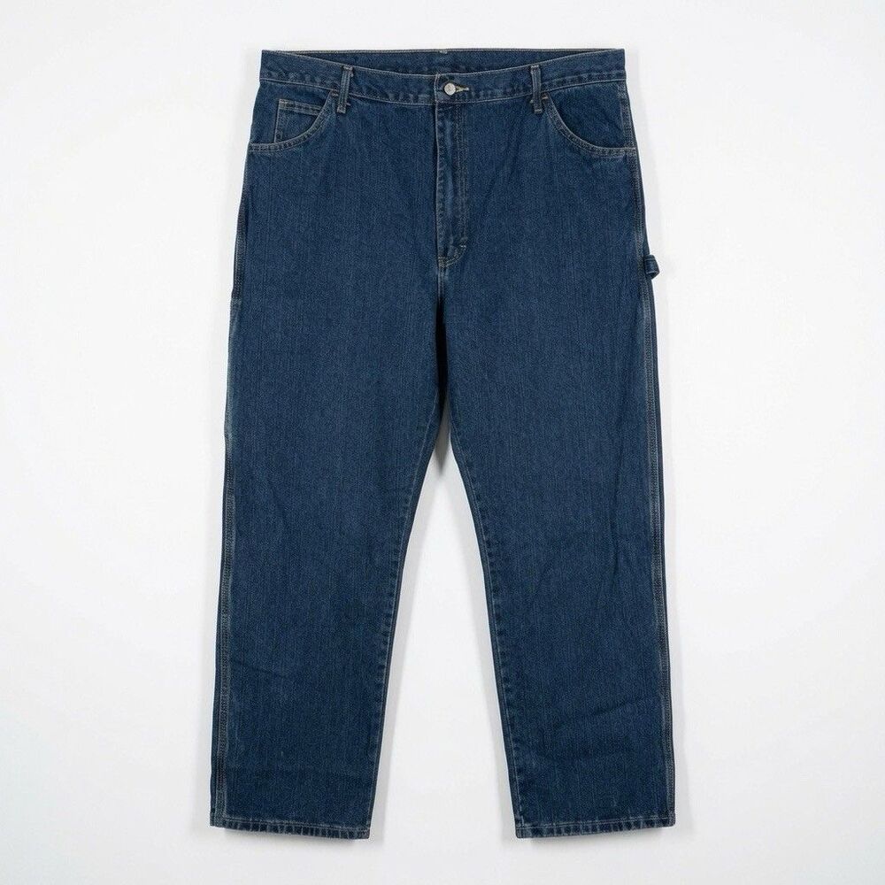 Dickies Mens Carpenter Jeans 42x30 Blue Relaxed Utility Workwear Baggy Denim